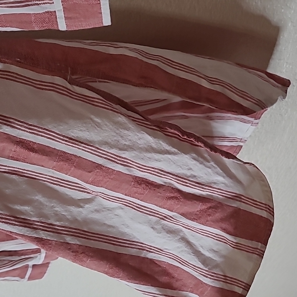 𝅺WOOLRICH Dark Pink White Striped Green Embroidered Top  organic cotton Medium - Picture 6 of 8